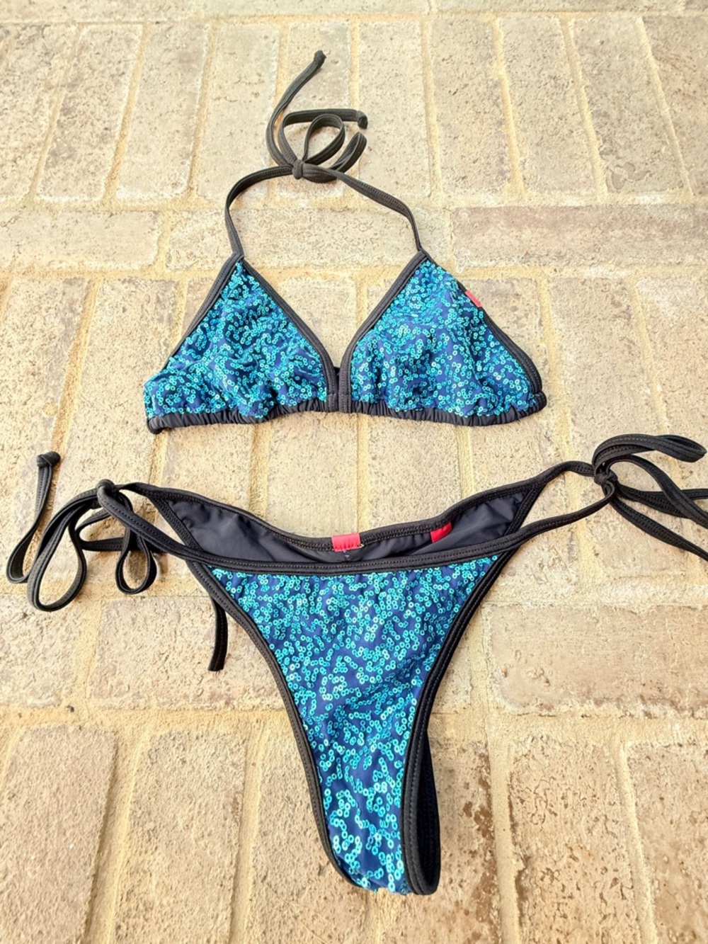 Women’s Blue Sequin Triangle Bikini - Brand